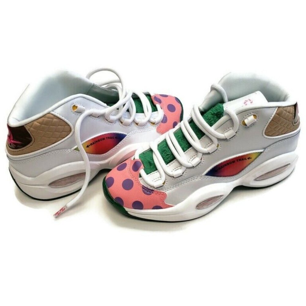 Reebok Size 4.5 Question Mid Candy Land x Hasbro Iverson Rainbow Trail GZ0081 - Picture 9 of 9